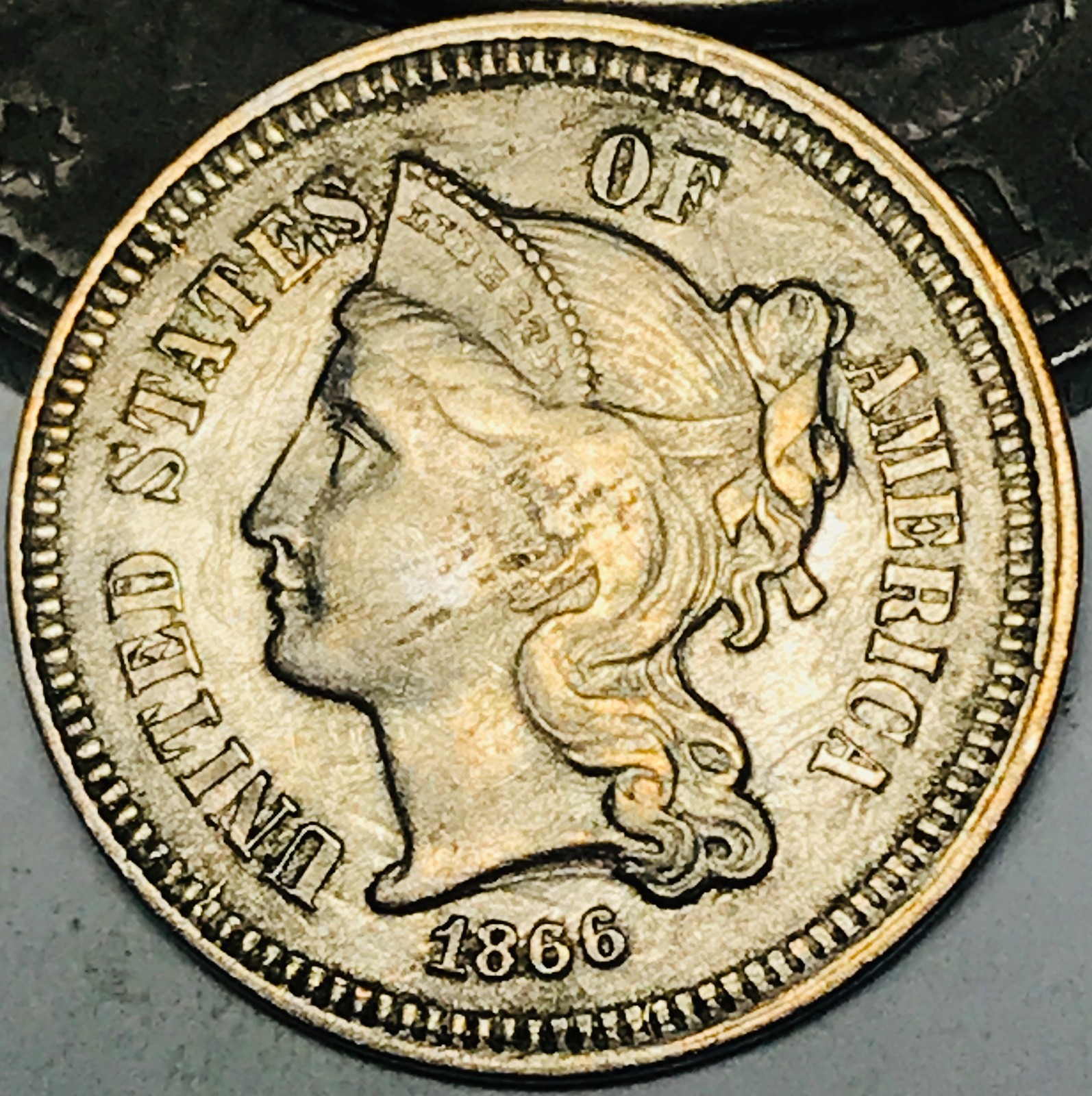 1866 Three Cent Nickel Piece 3C Ungraded Choice Civil War Era US Coin CC31643 1866 Three Cent Nickel Piece 3C Ungraded Choice Civil War Era US Coin CC31643