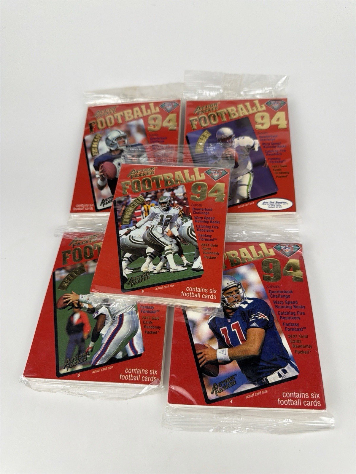 1994 Action Packed Football Lot of 5 Sealed Packs Lot of 5 Sealed Packs 1994 Action Packed Football Lot of 5 Sealed Packs Lot of 5 Sealed Packs