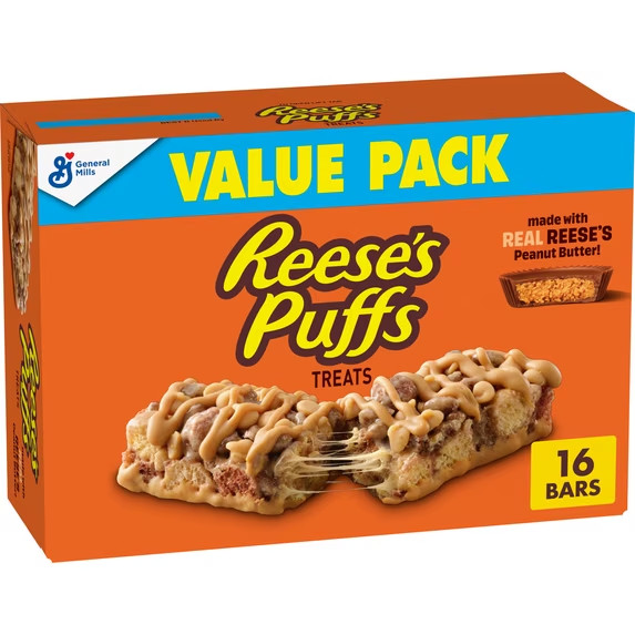 REESE\'S Puffs Cereal Treat Bars, Peanut Butter and Cocoa, Value Pack, 16 Count REESE\'S Puffs Cereal Treat Bars, Peanut Butter and Cocoa, Value Pack, 16 Count