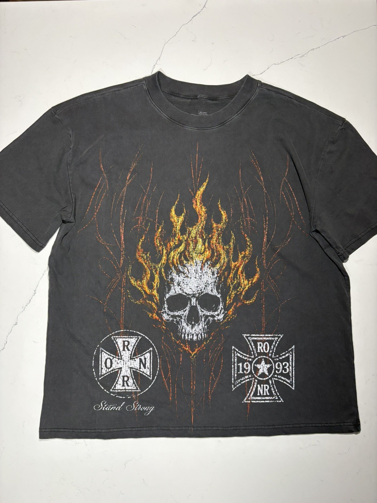 90’s Thundersportwear Flaming Skull TShirt Black Graphic Tee Mens XL Made in USA 90’s Thundersportwear Flaming Skull TShirt Black Graphic Tee Mens XL Made in USA