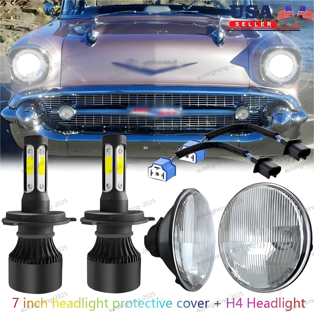 2X 7\'\'Round LED Headlights for 1953-1957 Chevrolet Bel Air/150/210 Impala Ford