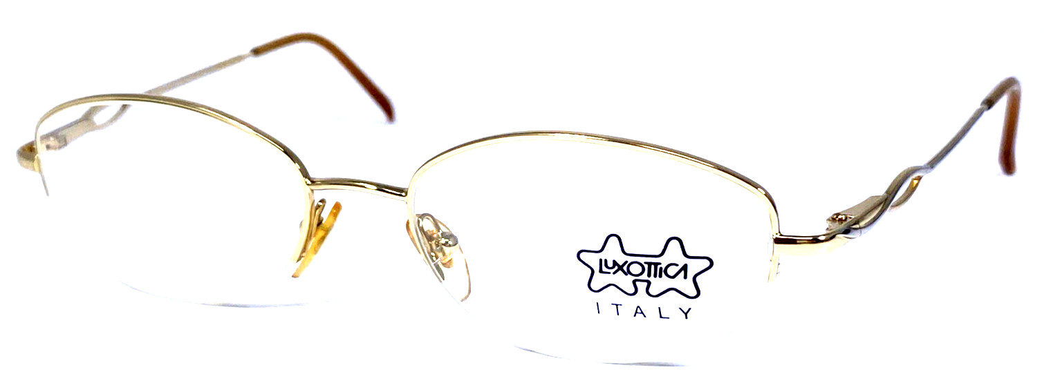 LUXOTTICA LU2257 NOS Italy Gold Half Rim 51-18-130 Eyeglasses Frame