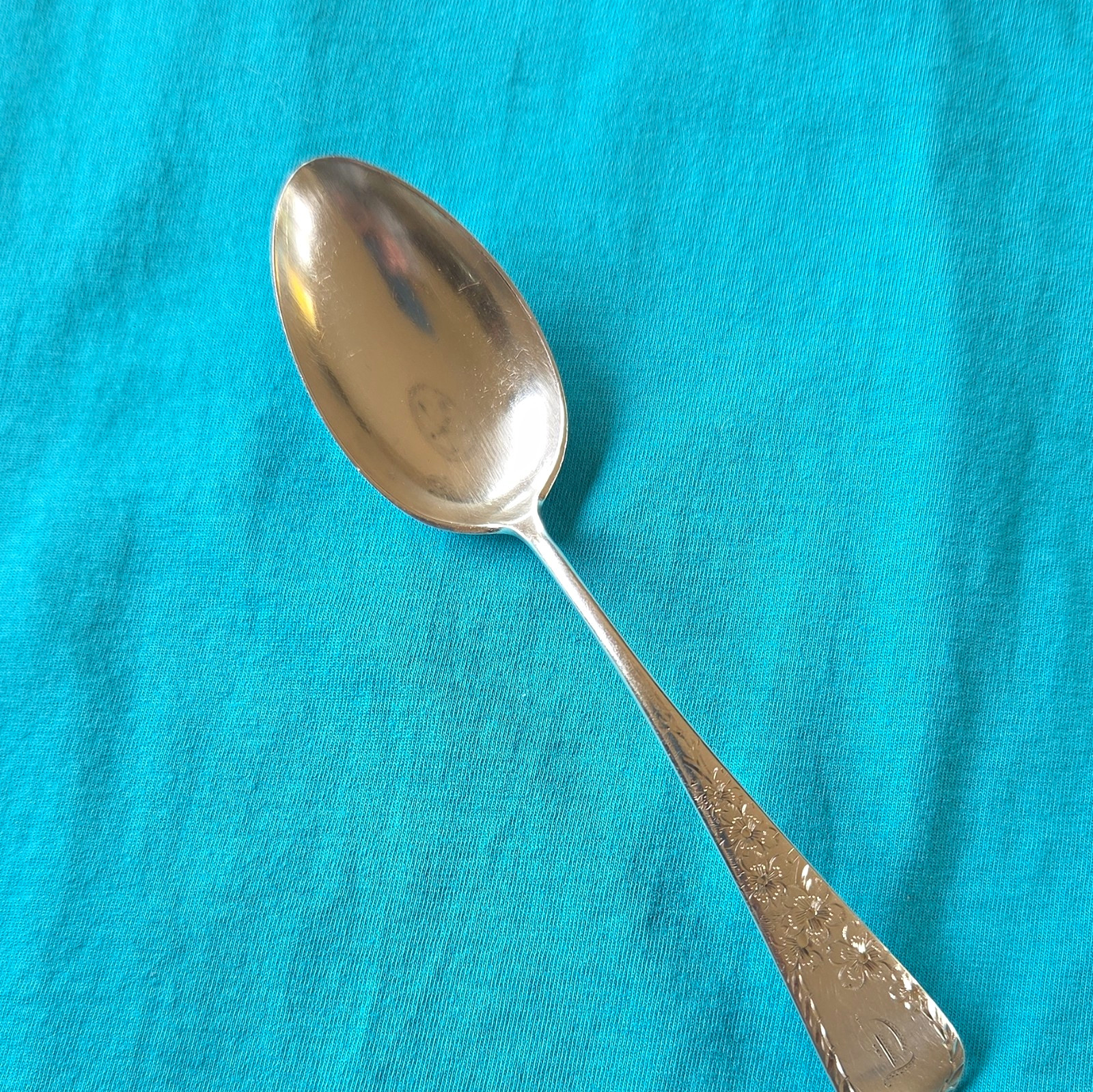 Antique Gorham 1890 Sterling Silver Floral Handle Spoon 7 in Antique Gorham 1890 Sterling Silver Floral Handle Spoon 7 in