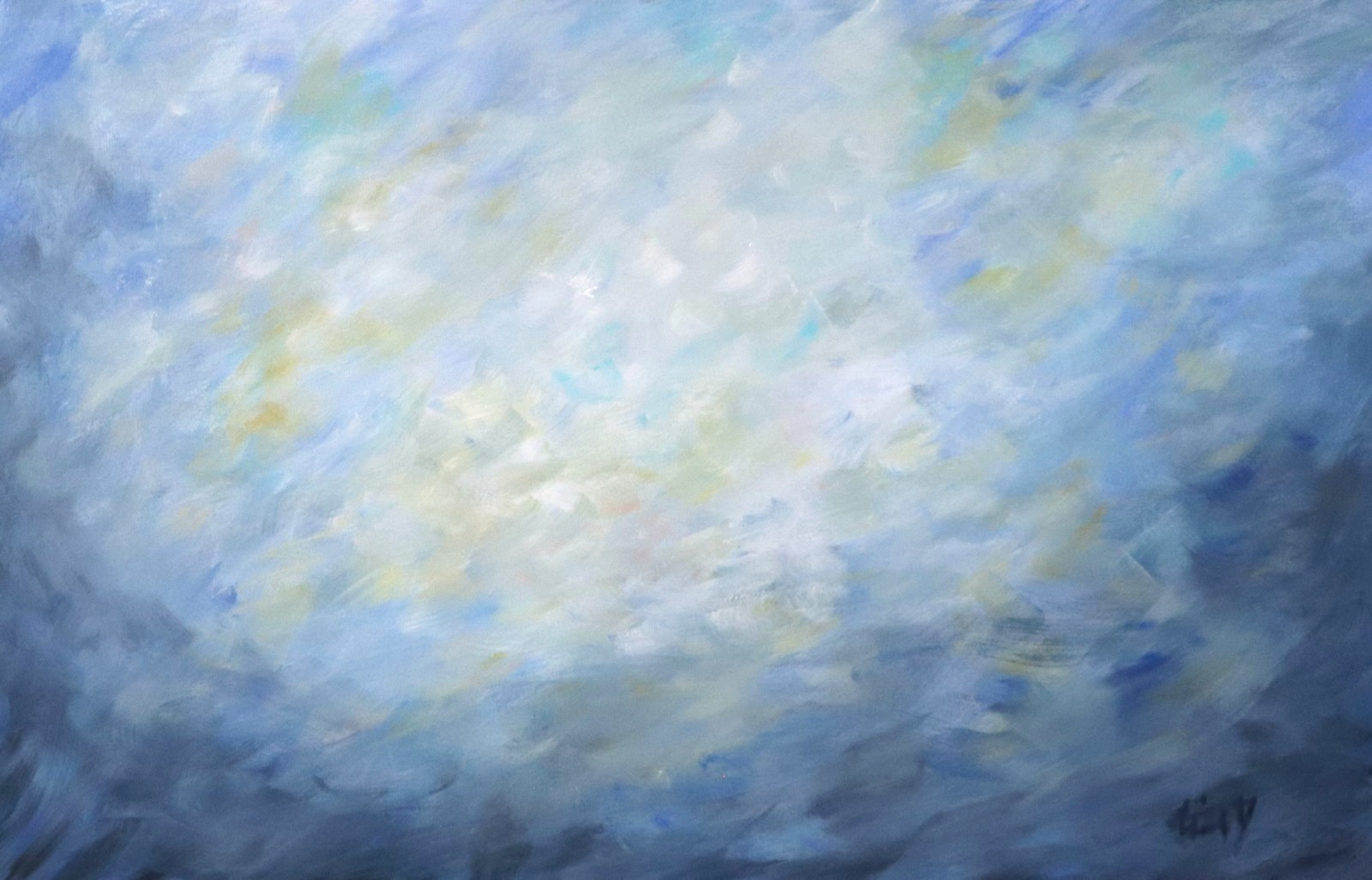 Blue Abstract Painting 48x30 Original Large Canvas Modern Wall Art Signed