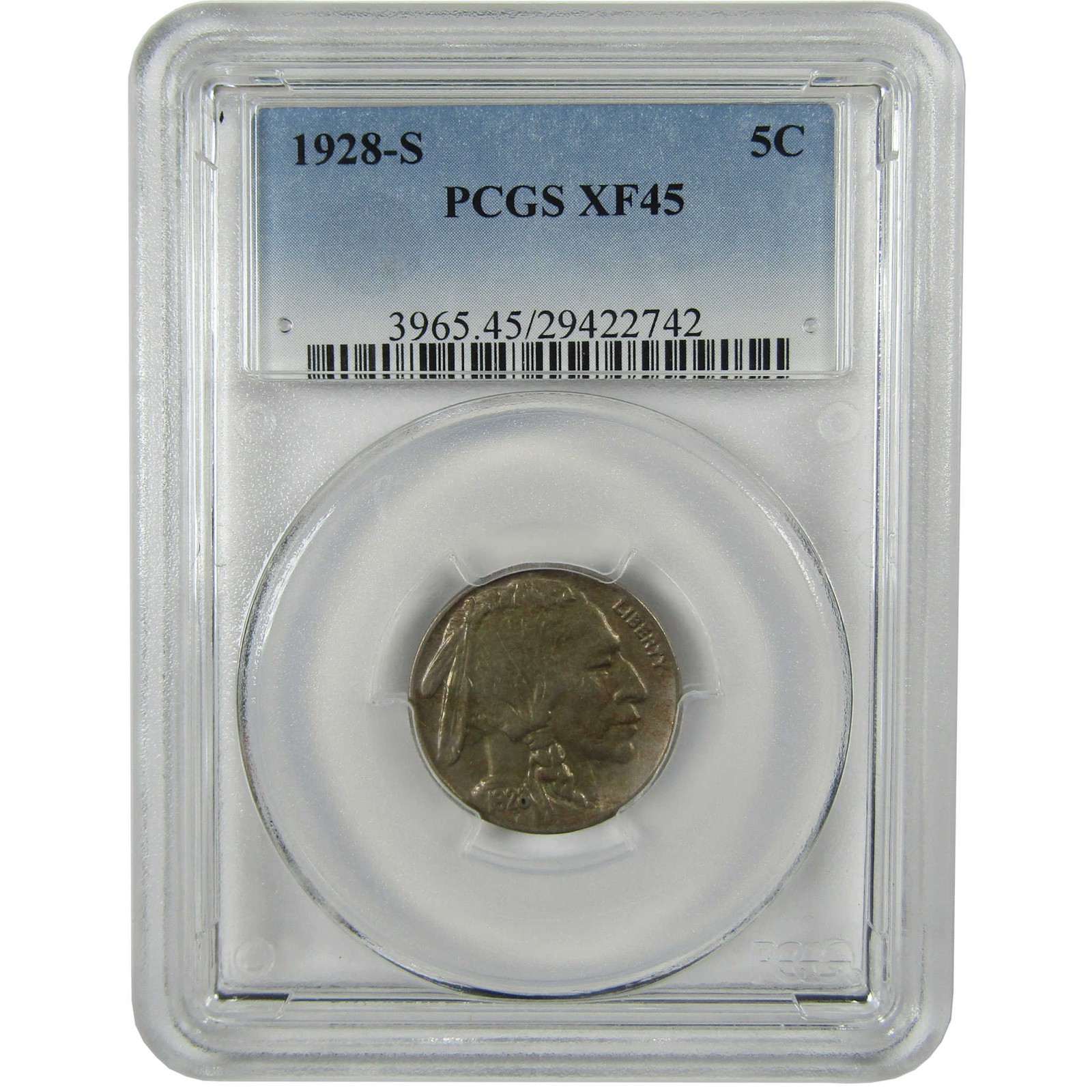 1928 S Indian Head Buffalo Nickel XF 45 PCGS 5c Coin Collectible 1928 S Indian Head Buffalo Nickel XF 45 PCGS 5c Coin Collectible