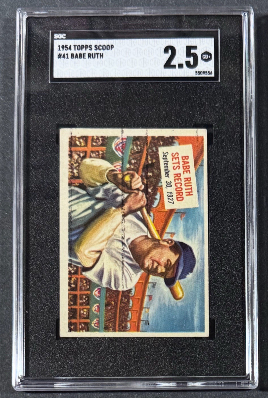 1954 Topps SCOOP -#41 BABE RUTH Sets Record - SGC 2.5 1954 Topps SCOOP -#41 BABE RUTH Sets Record - SGC 2.5