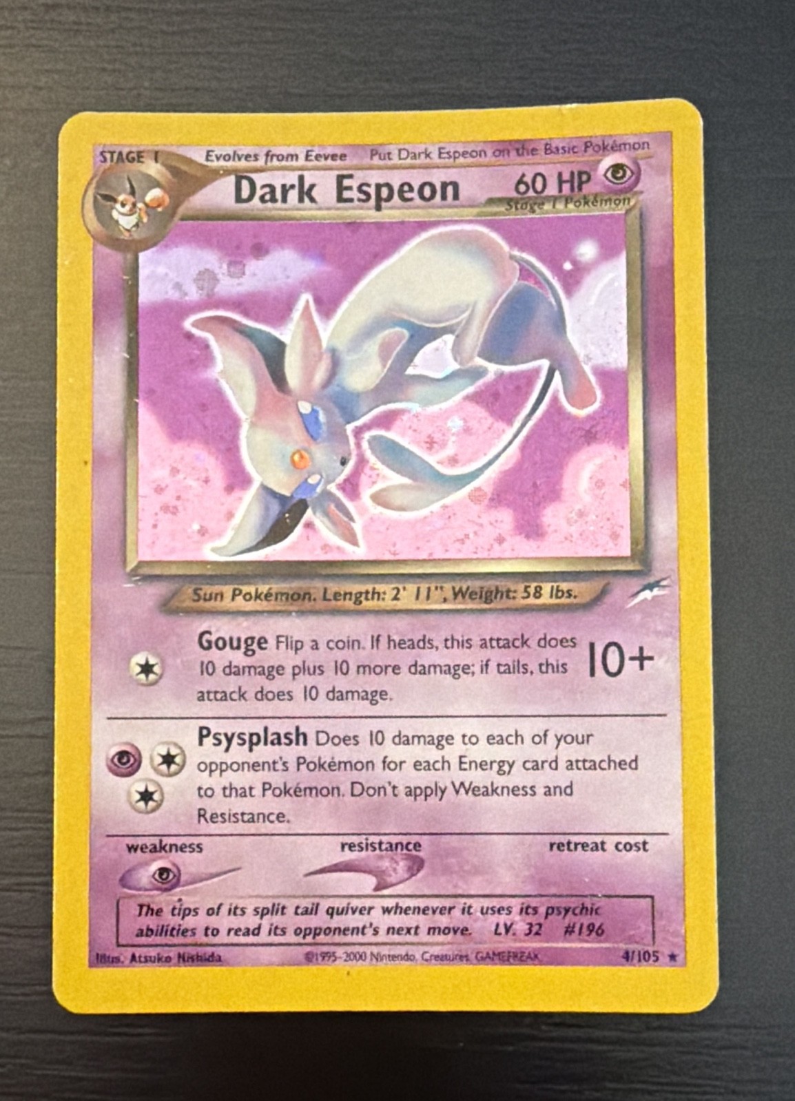 Dark Espeon 4/105 Neo Destiny Holo Dark Espeon 4/105 Neo Destiny Holo