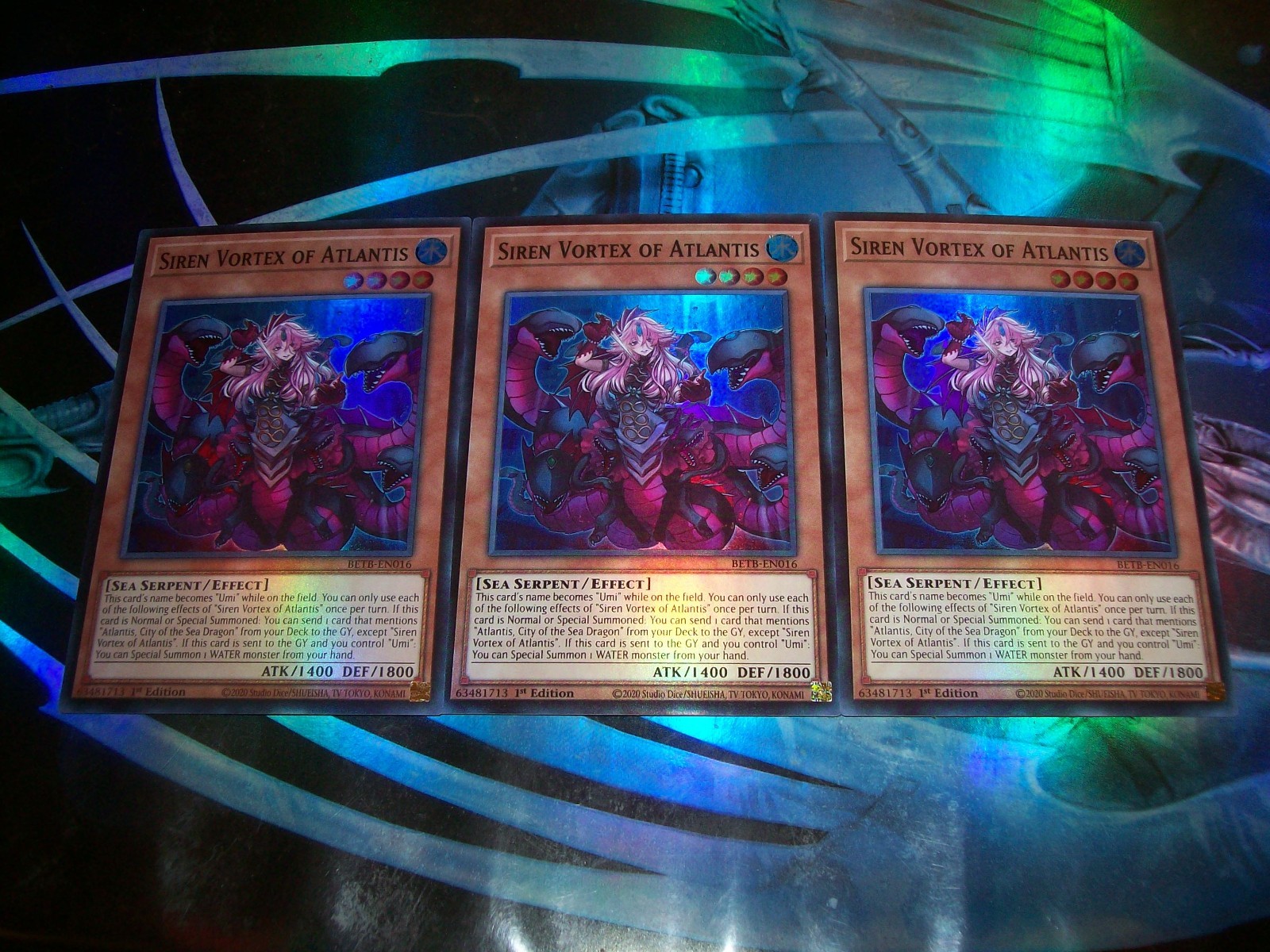 3x Siren Vortex of Atlantis 1st Edition Super Rare BETB-EN016 Yu-Gi-Oh 3x Siren Vortex of Atlantis 1st Edition Super Rare BETB-EN016 Yu-Gi-Oh