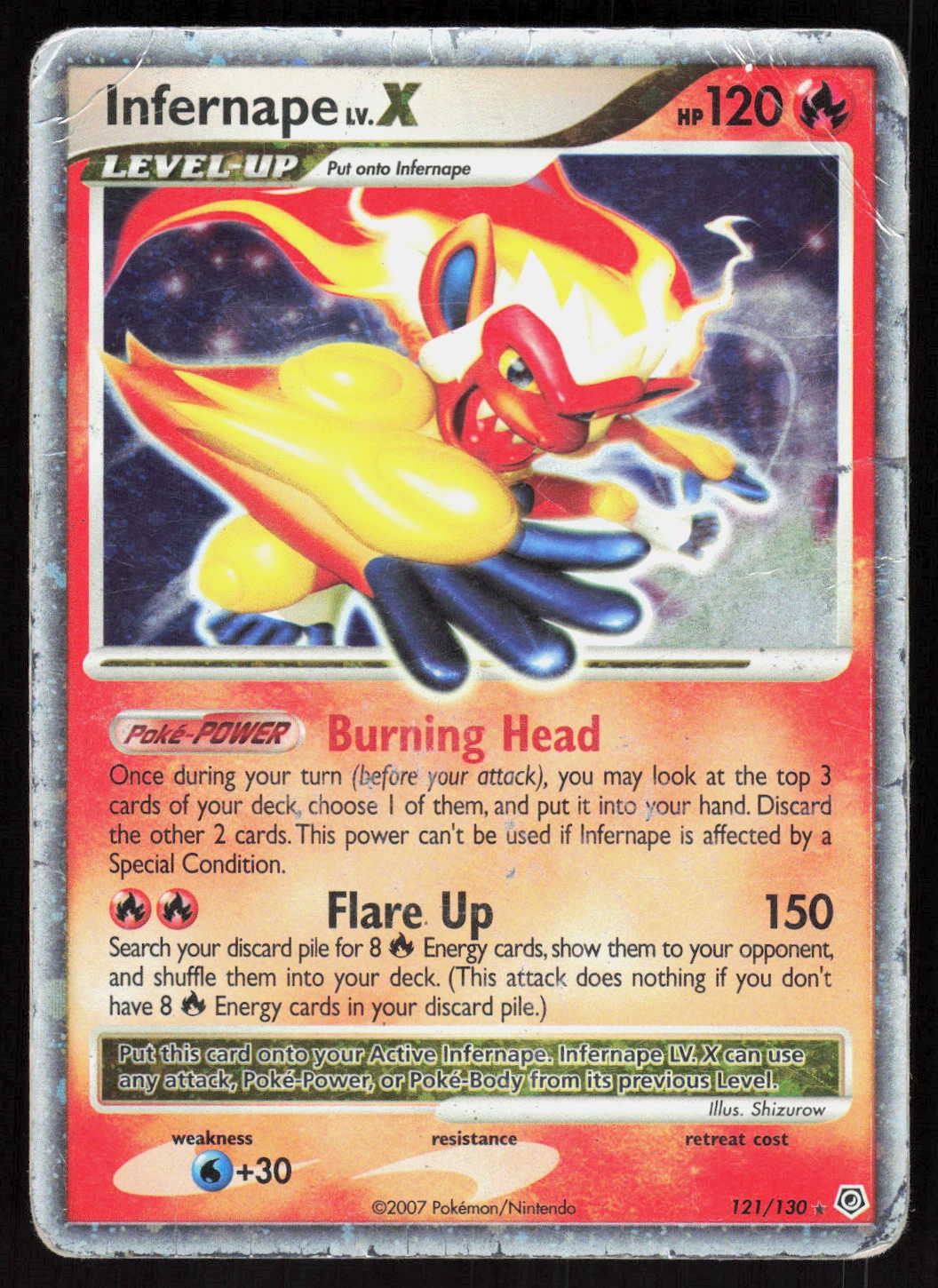Infernape LV.X 121/130 Ultra Rare Diamond and Pearl Pokemon EN Damaged