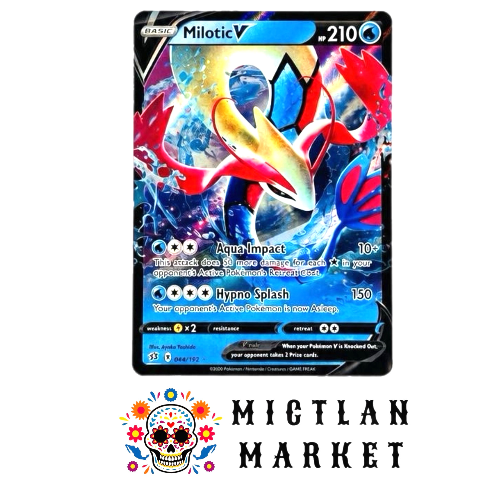 Milotic V Holo Ultra Rare SWSH02: Rebel Clash 043/192 NM Milotic V Holo Ultra Rare SWSH02: Rebel Clash 043/192 NM