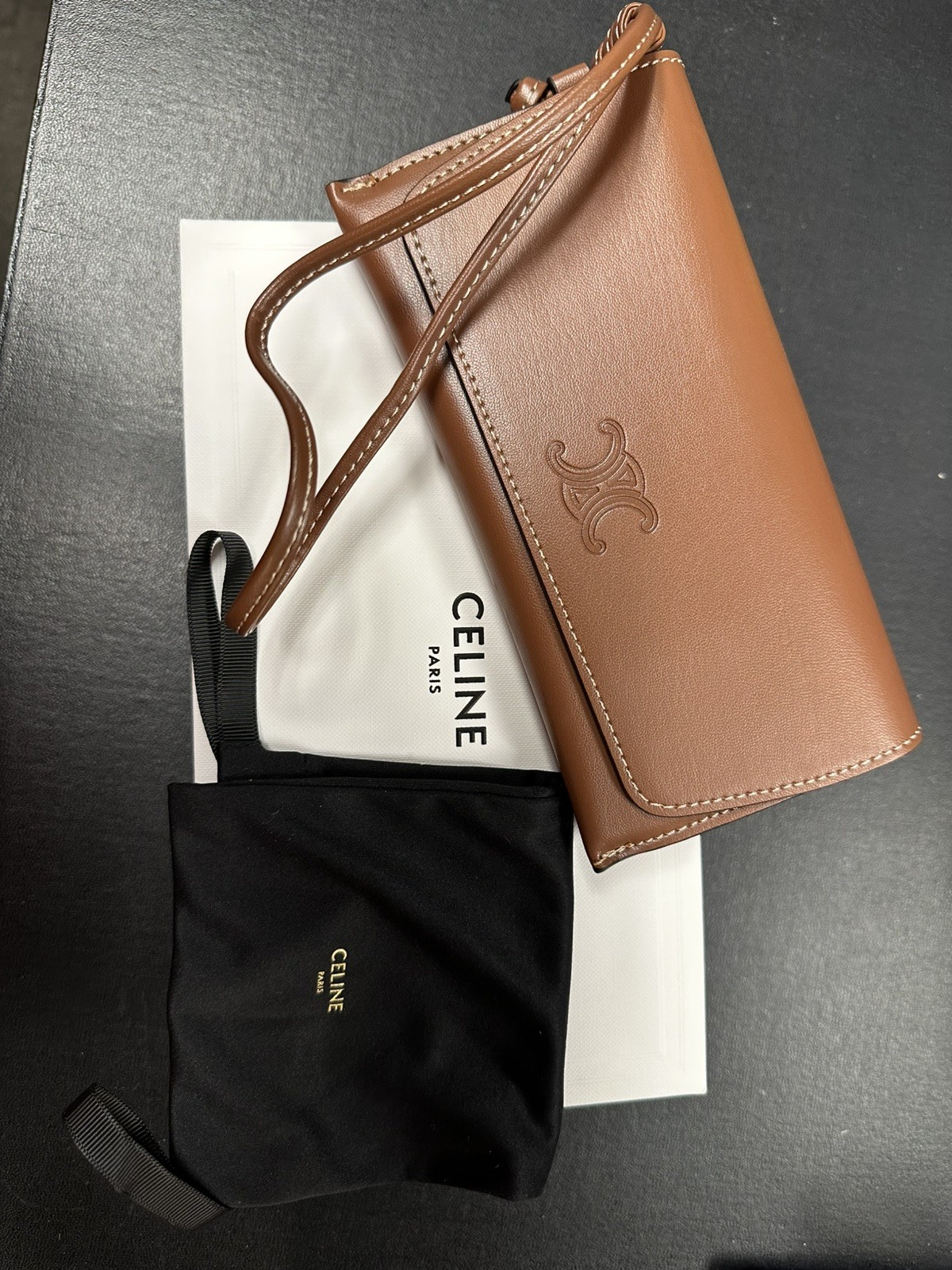 AUTHENTIC CELINE WRISTLET -NEW Brown Leather sunglass case AUTHENTIC CELINE WRISTLET -NEW Brown Leather sunglass case