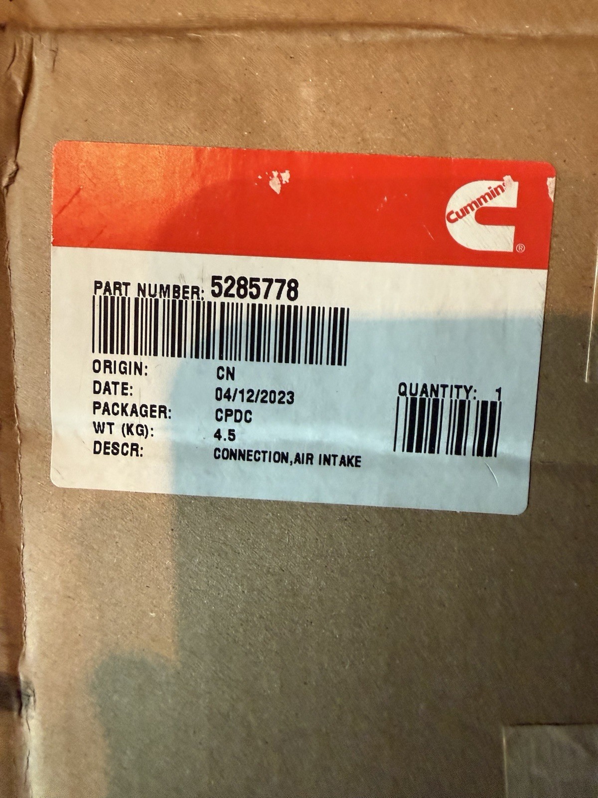 Cummins Genuine OEM 5285778 Connection Air Intake Cummins Genuine OEM 5285778 Connection Air Intake