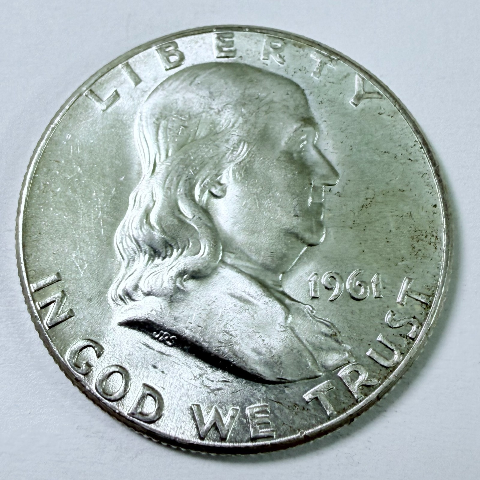 1961-P Franklin SILVER Half Dollar, ACTUAL 90% SILVER COIN SHOWN #11760 1961-P Franklin SILVER Half Dollar, ACTUAL 90% SILVER COIN SHOWN #11760