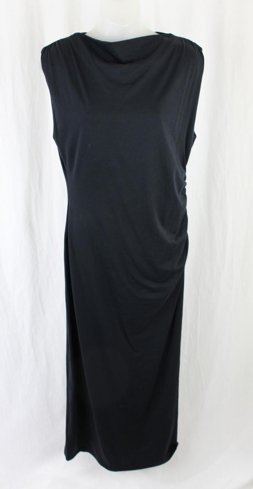 Vince NWT Women\'s Black 100% Pima Cotton Ruched Sleeveless Maxi Dress Medium