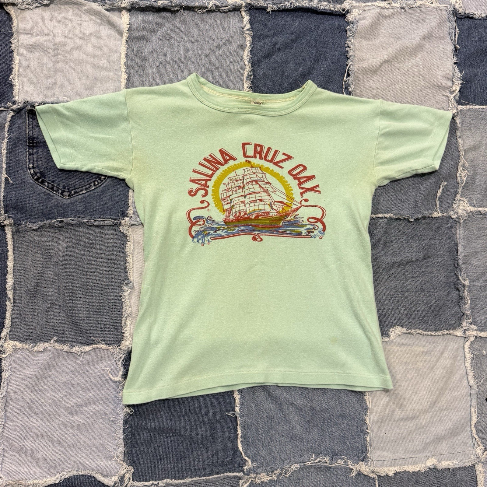 True Vintage 50s 60s Salina Cruz Oax Souvenir Water Print T Shirt S/M Cotton True Vintage 50s 60s Salina Cruz Oax Souvenir Water Print T Shirt S/M Cotton