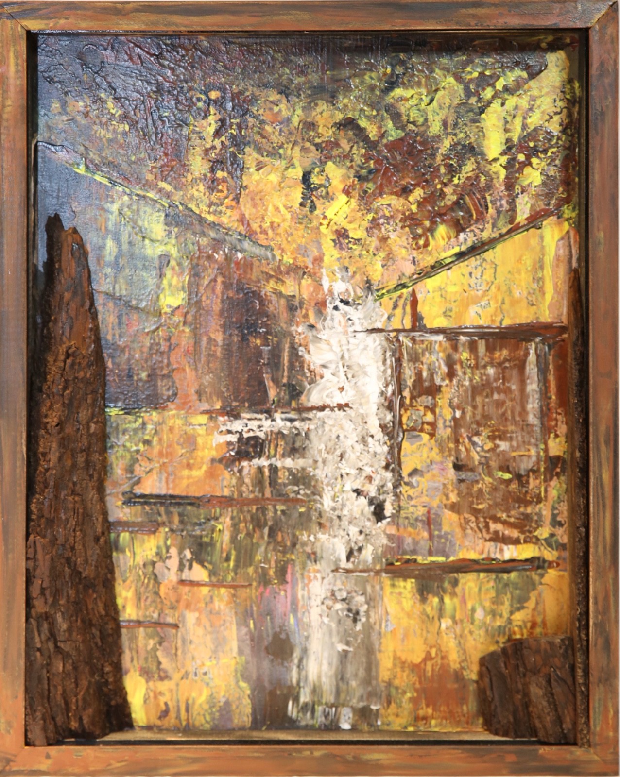 Golden Passage, mixed media original fine art signed - 17 x 21 inches