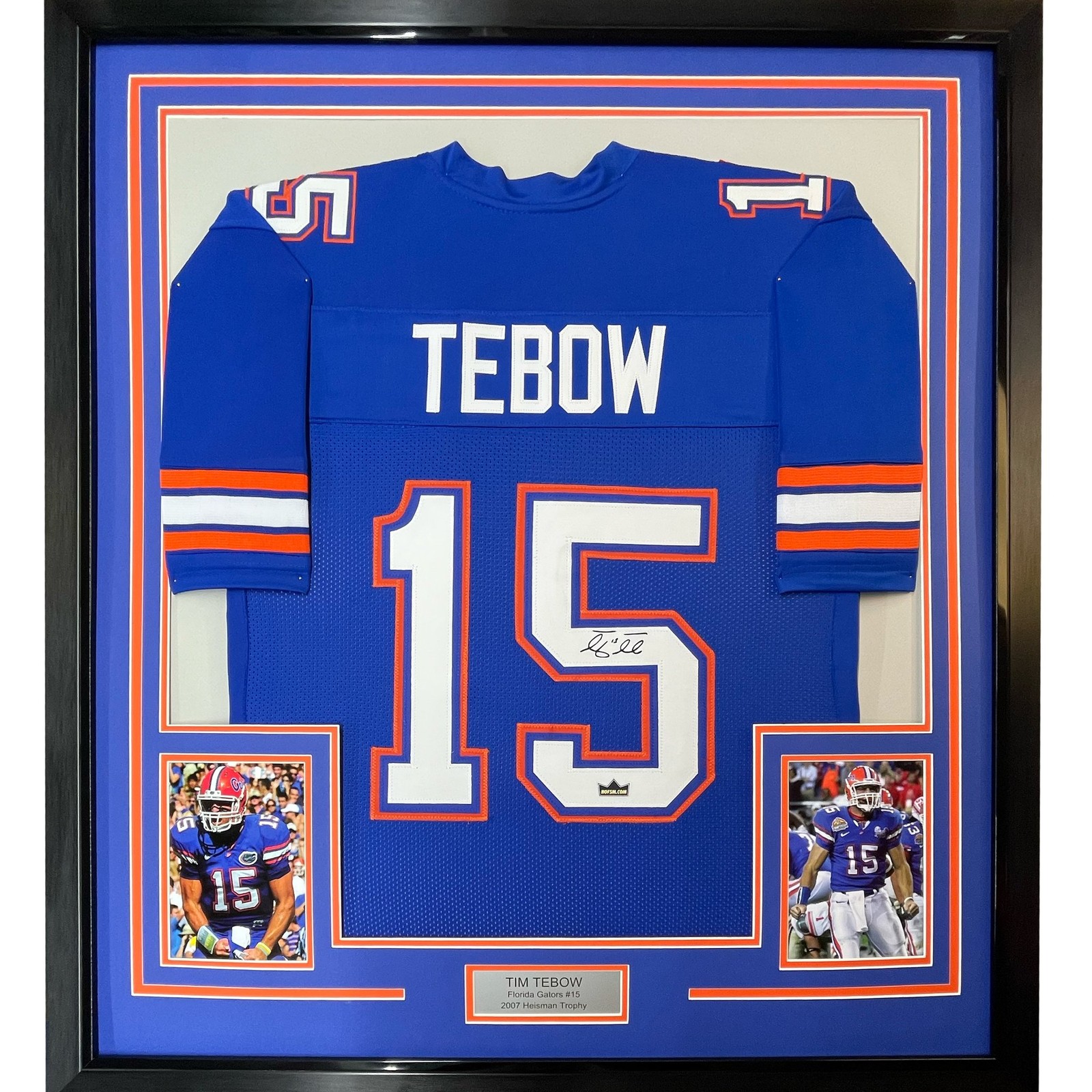 Framed Facsimile Autographed Tim Tebow 35x39 Blue Reprint Laser Auto Jersey Framed Facsimile Autographed Tim Tebow 35x39 Blue Reprint Laser Auto Jersey