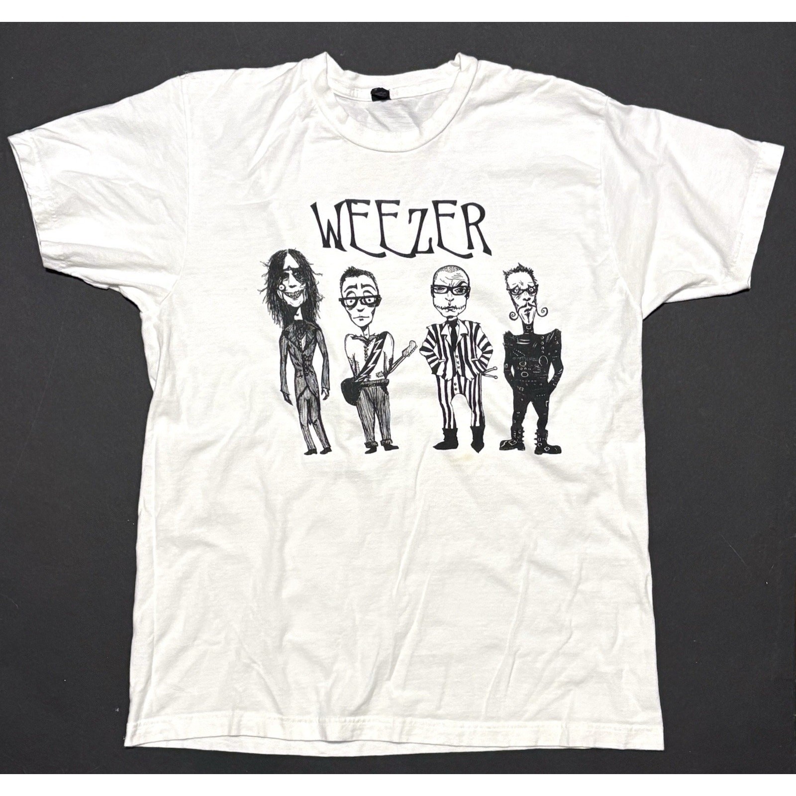 Weezer T Shirt Tee Mens Size Large Tim Burton Tultex Gently Worn White Black