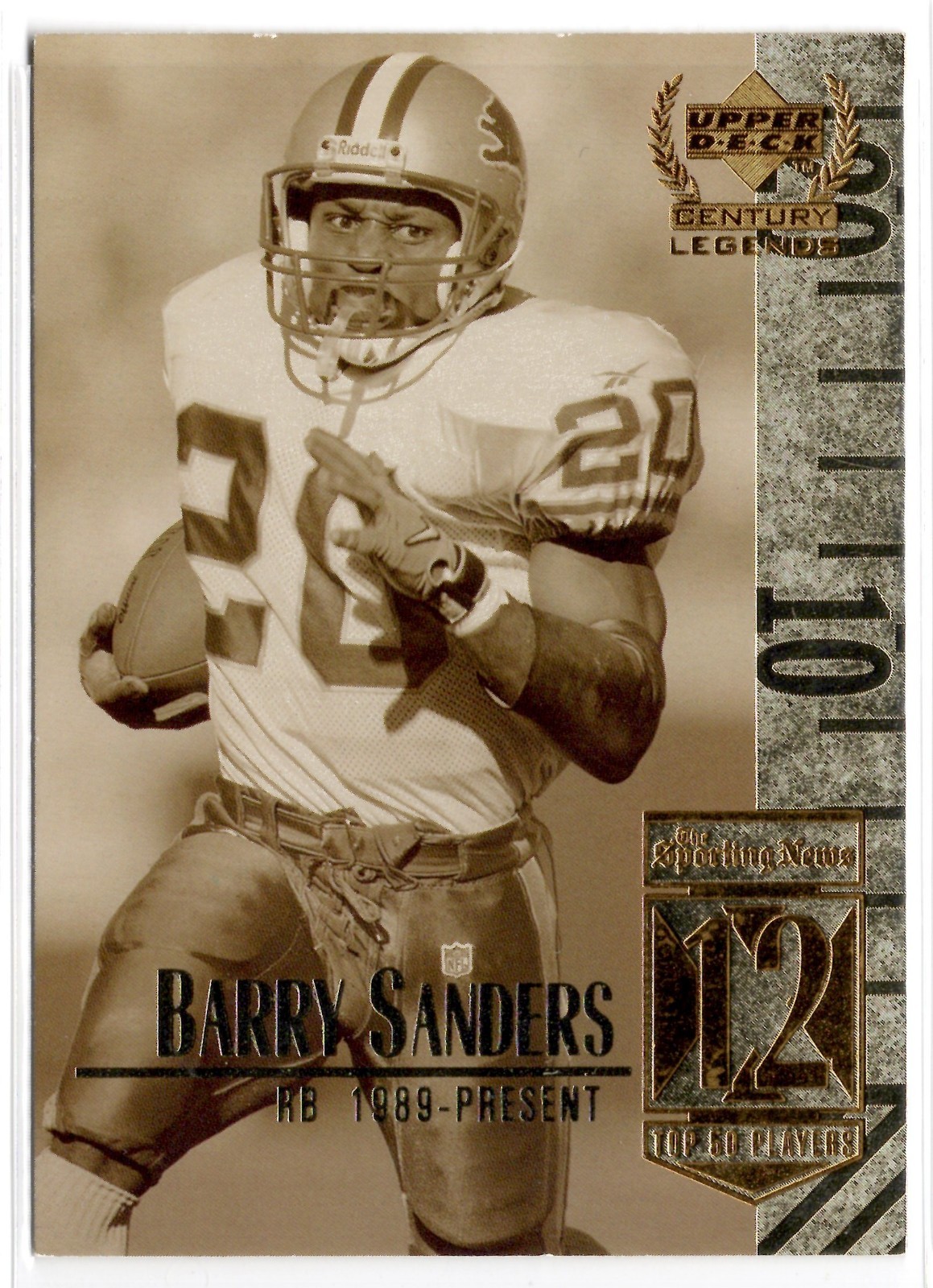 1999 Upper Deck Century Legends #12 Barry Sanders Detroit Lions 1999 Upper Deck Century Legends #12 Barry Sanders Detroit Lions