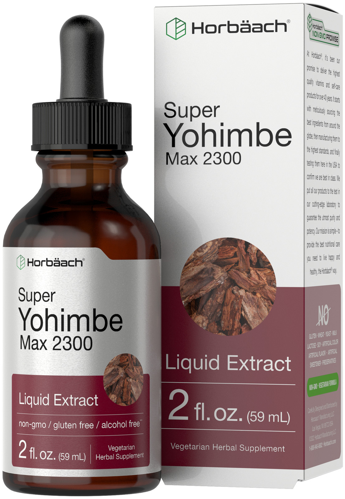 Yohimbe Bark Extract | 2 Fl Oz | 2300mg | Alcohol Free Liquid | by Horbaach