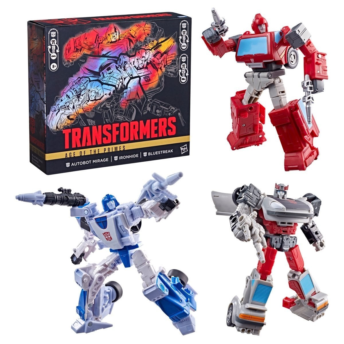 Transformers Age of the Primes Deluxe Mirage Ironhide Bluestreak 3-Pack Transformers Age of the Primes Deluxe Mirage Ironhide Bluestreak 3-Pack