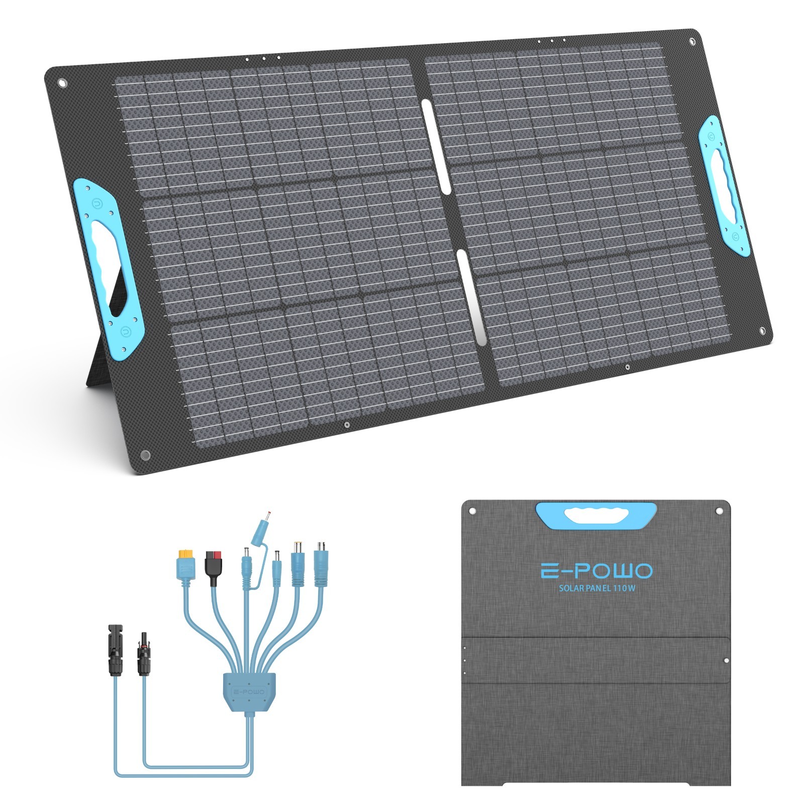 E-POWO Portable Folding Solar Panel 110W 220W USB Output for Off Gird RV Camping E-POWO Portable Folding Solar Panel 110W 220W USB Output for Off Gird RV Camping