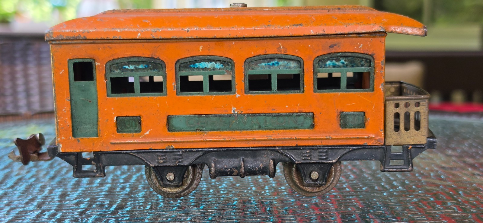 Vintage O Guage Prewar Metal Lionel Lines Observation Car 630 Orange Vintage O Guage Prewar Metal Lionel Lines Observation Car 630 Orange
