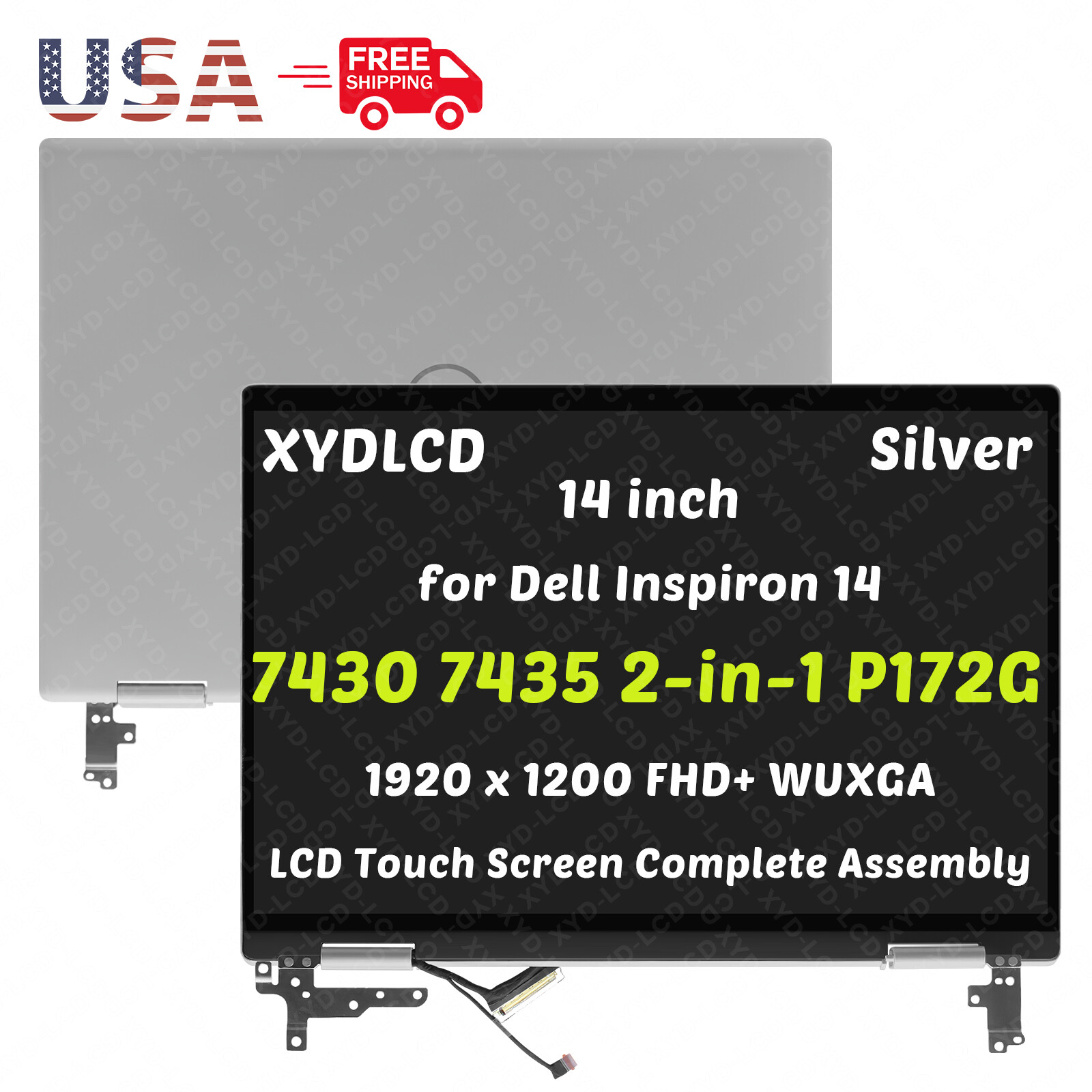 14in for Dell Inspiron 14 7430 7435 2-in-1 FHD+ LCD Touch Screen Complete SIlver