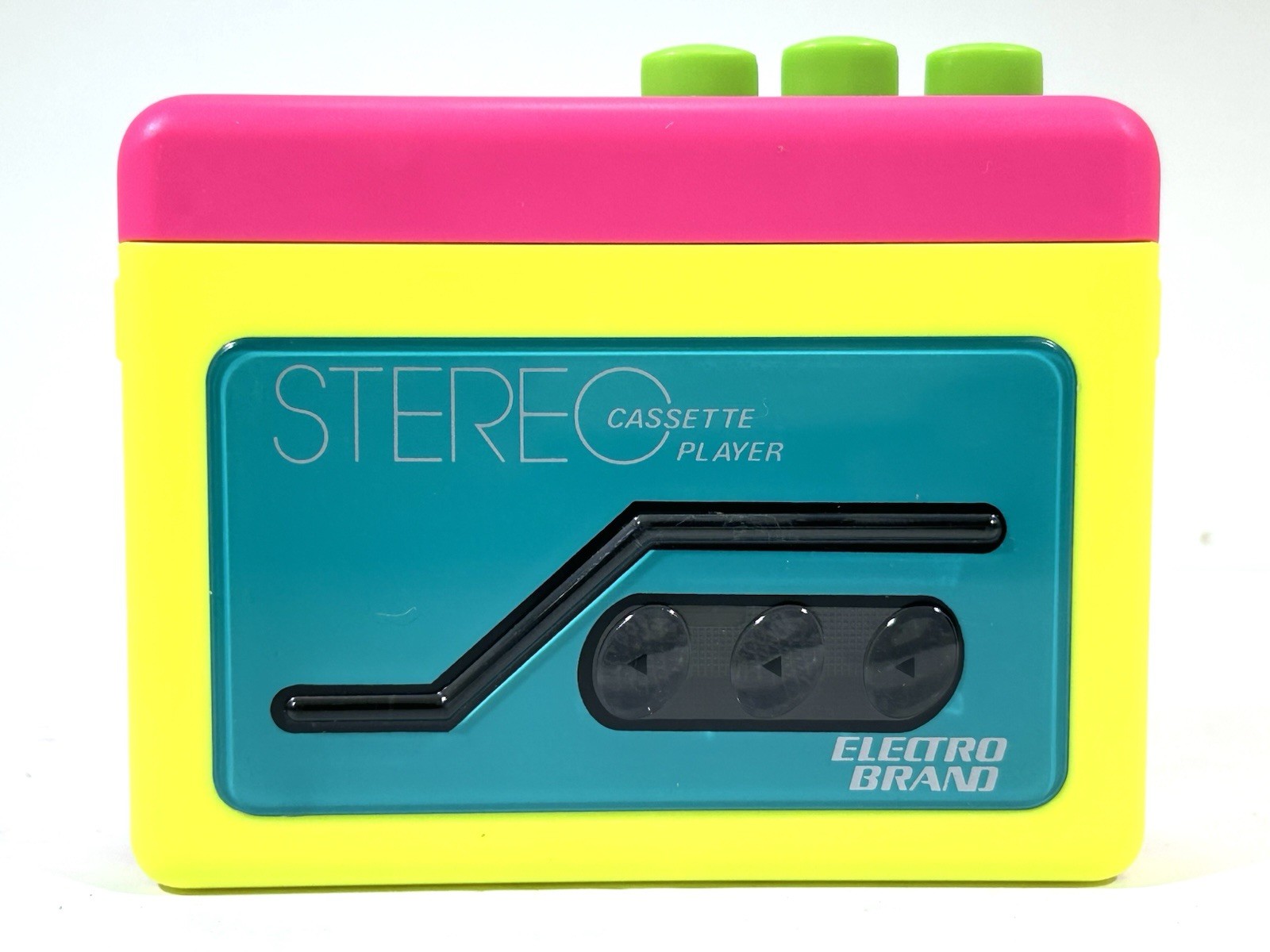 VTG 80’s Electro Brand Portable Neon Dayglo Cassette Player & Headphones • New VTG 80’s Electro Brand Portable Neon Dayglo Cassette Player & Headphones • New