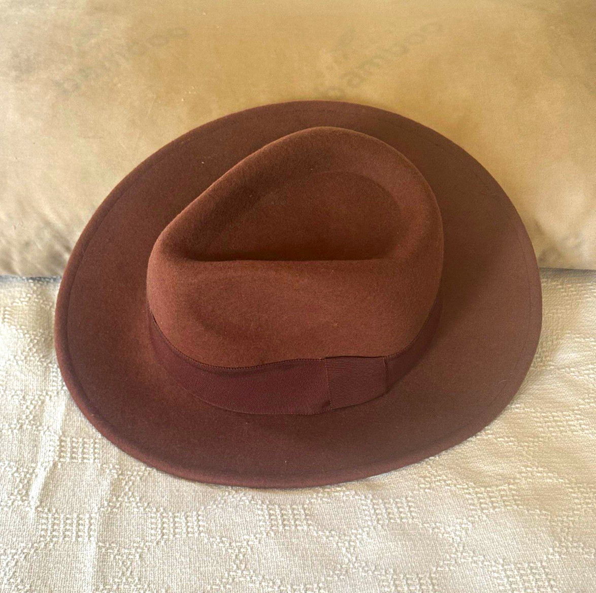 ALDO Men\'s Brown Solid Fedora Hat, Classic Style, Size L/XL