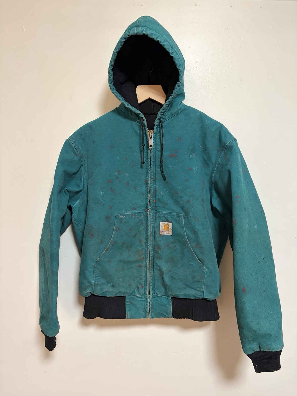 Vintage 90s Thrashed Aqua Carhartt Hooded Active Jacket Size Men’s Medium USA Vintage 90s Thrashed Aqua Carhartt Hooded Active Jacket Size Men’s Medium USA