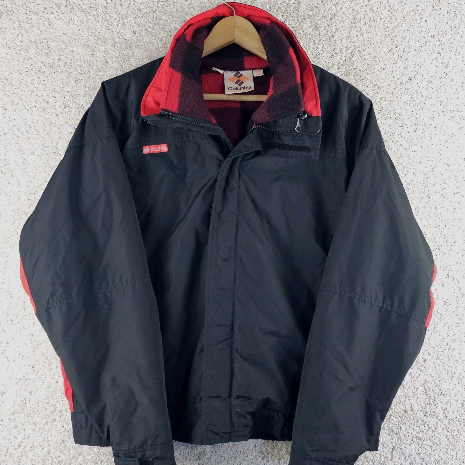 Vintage 80s Columbia Bugaboo Buffalo Plaid Logger Fleece 2 In 1 Jacket Men\'s XL