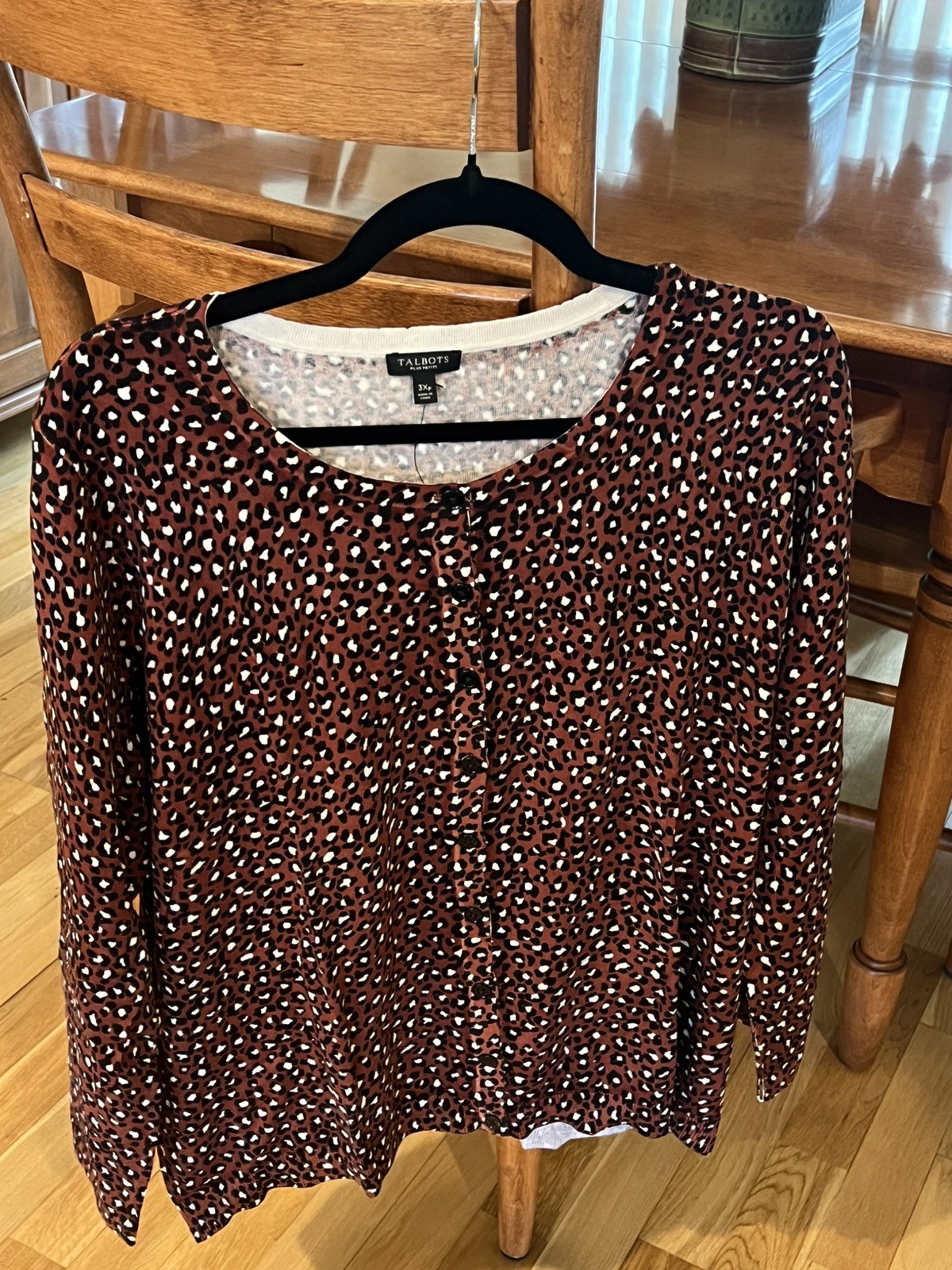 TALBOTS ~ Women\'s Charming Cardigan Sweater Long Sleeve Animal Print 3XP ~ NWT