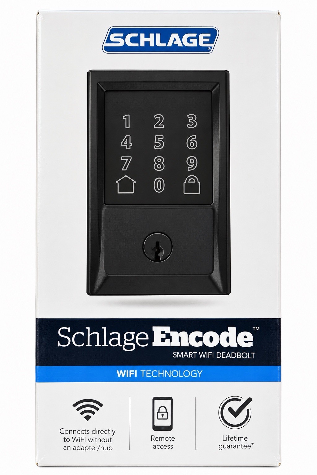 Schlage Encode Century Smart WiFi Deadbolt Touchscreen Keypad Matte Black