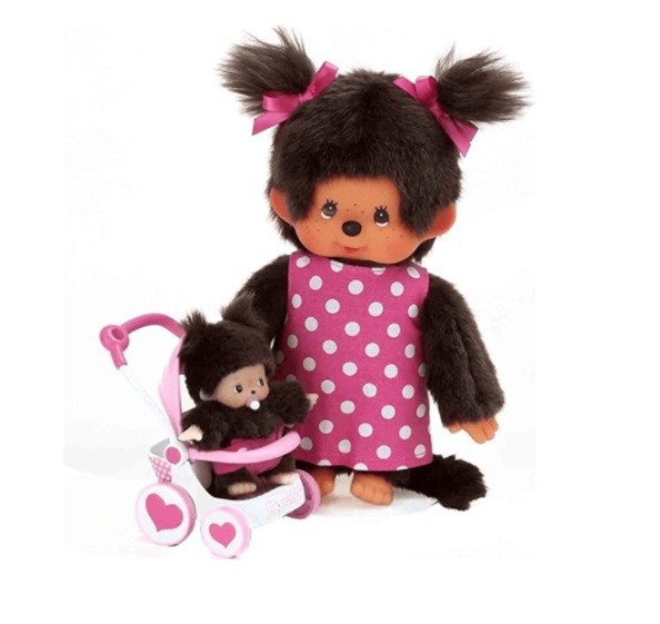 Monchhichi 254930 Stroller Set - Mother and Bebichhichi - New/Sealed Monchhichi 254930 Stroller Set - Mother and Bebichhichi - New/Sealed