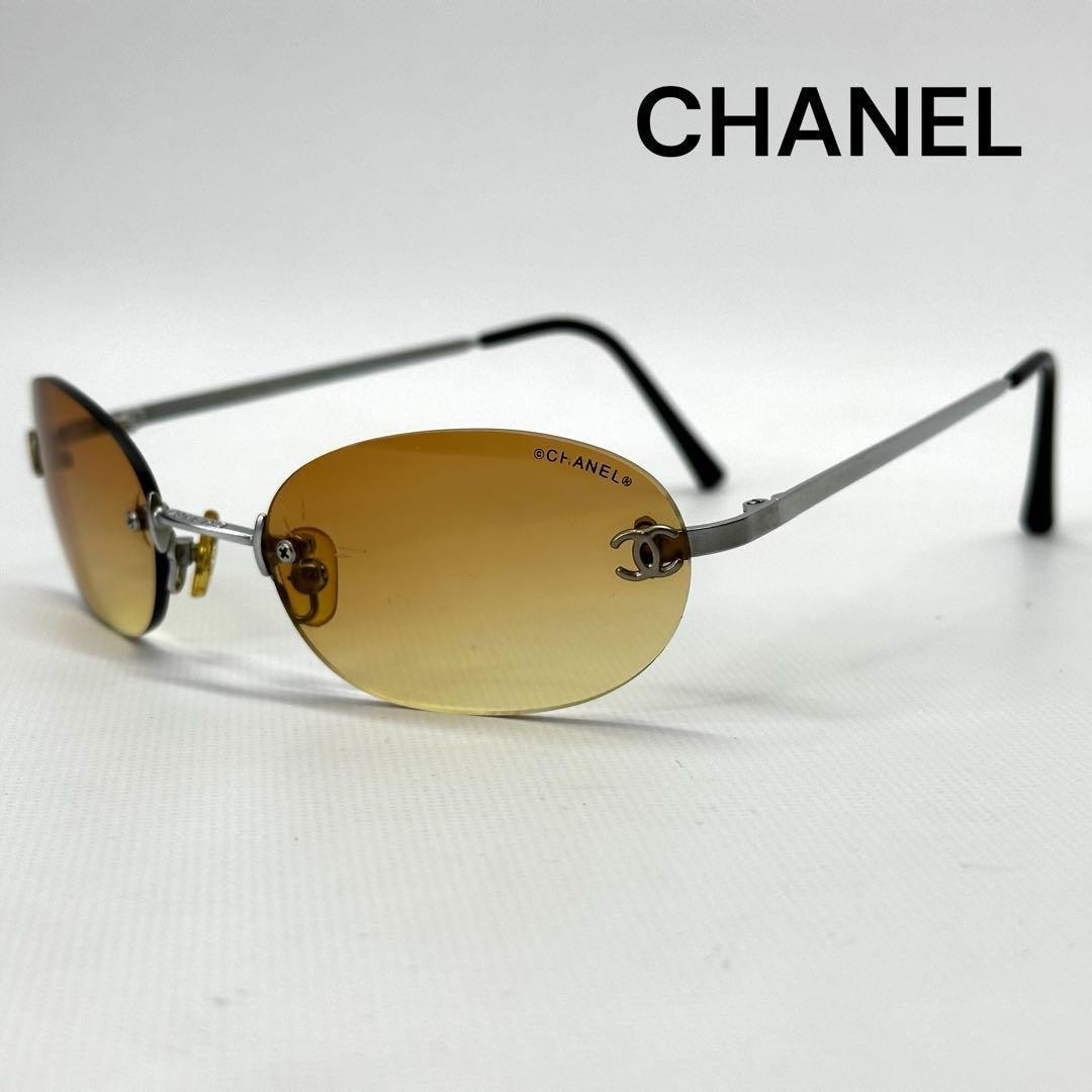 As Is CHANEL Chanel Sunglasses Rimless Vintage Coco Mark