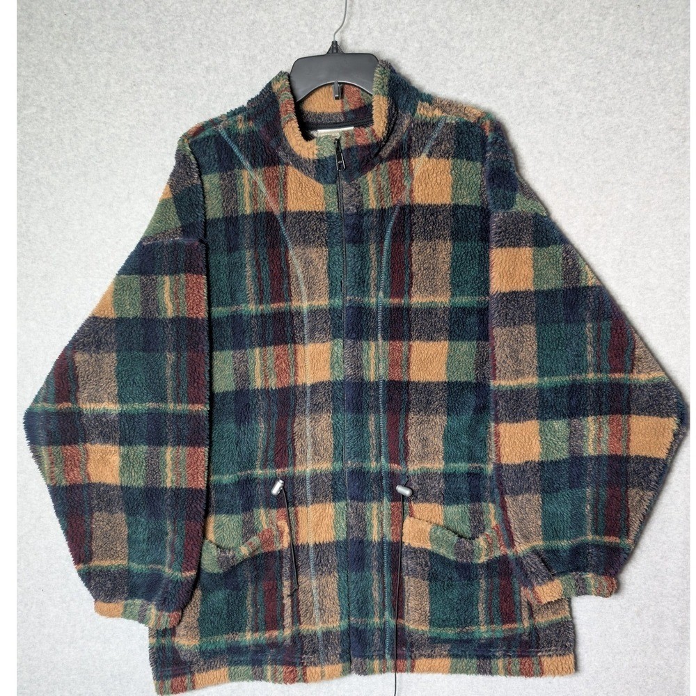 Coldwater Creek Jacket Womens Large Plaid Fleece Full Zip Sherpa Outdoors Coldwater Creek Jacket Womens Large Plaid Fleece Full Zip Sherpa Outdoors