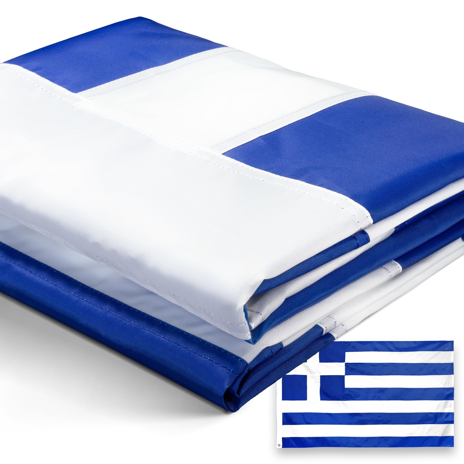Greece Flag 3x5 Heavy Duty Polyester Embroidered Sewn Brass Grommets