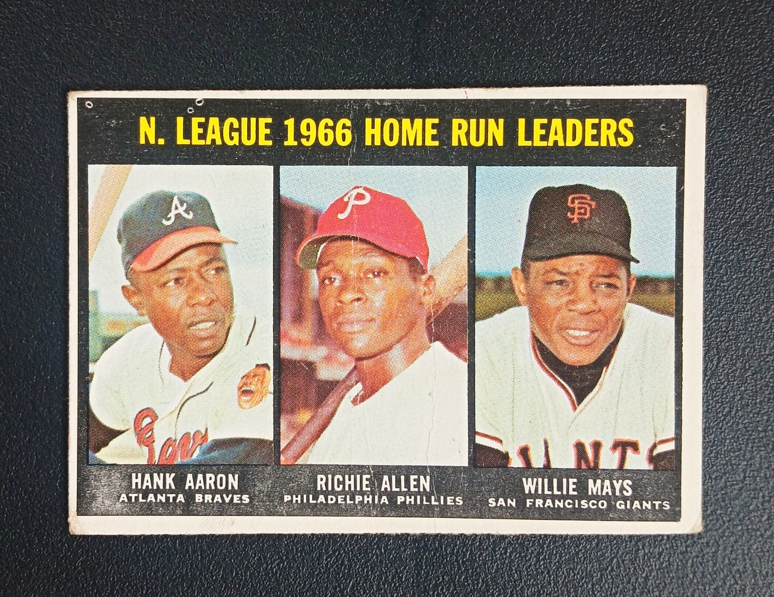 1967 Topps #244 N. League Home Run Leaders Aaron Allen Mays VG-EX 3 HOF\'ers In 1