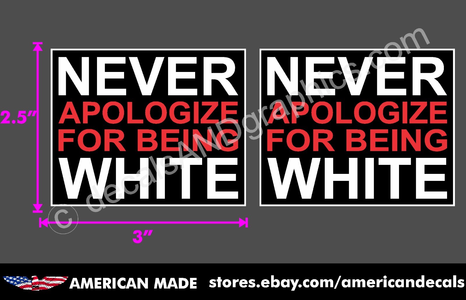 TRUMP 2024 2 PACK SMALL STICKER NEVER APOLOGIZE ANTI DEMOCRAT DECAL WINDOW TRUMP 2024 2 PACK SMALL STICKER NEVER APOLOGIZE ANTI DEMOCRAT DECAL WINDOW