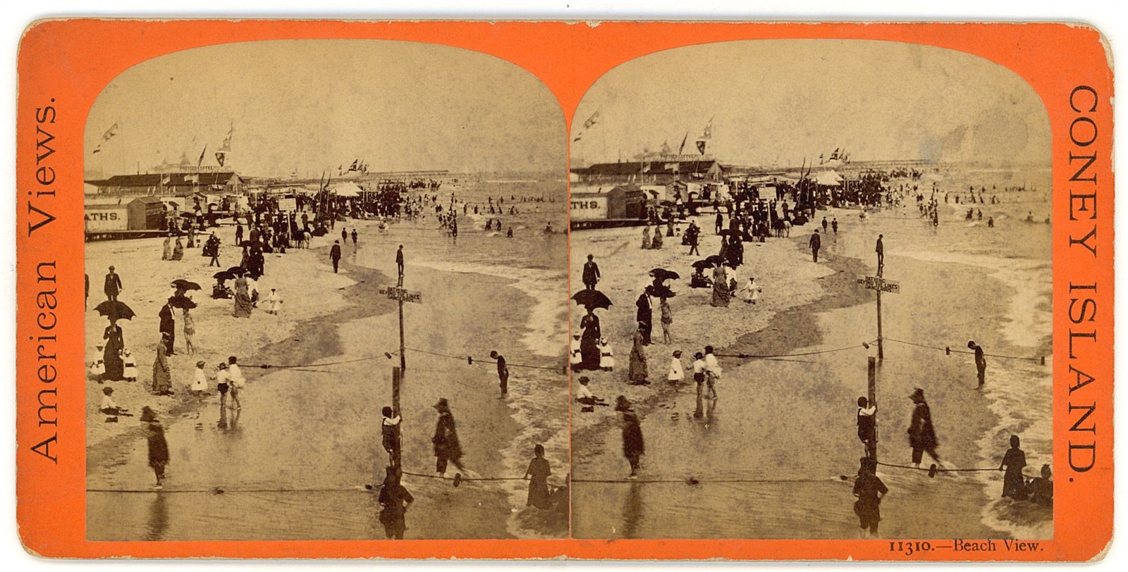 BROOKLYN STEREOVIEW - Coney Island - Beach View - E & HT Anthony 1870s