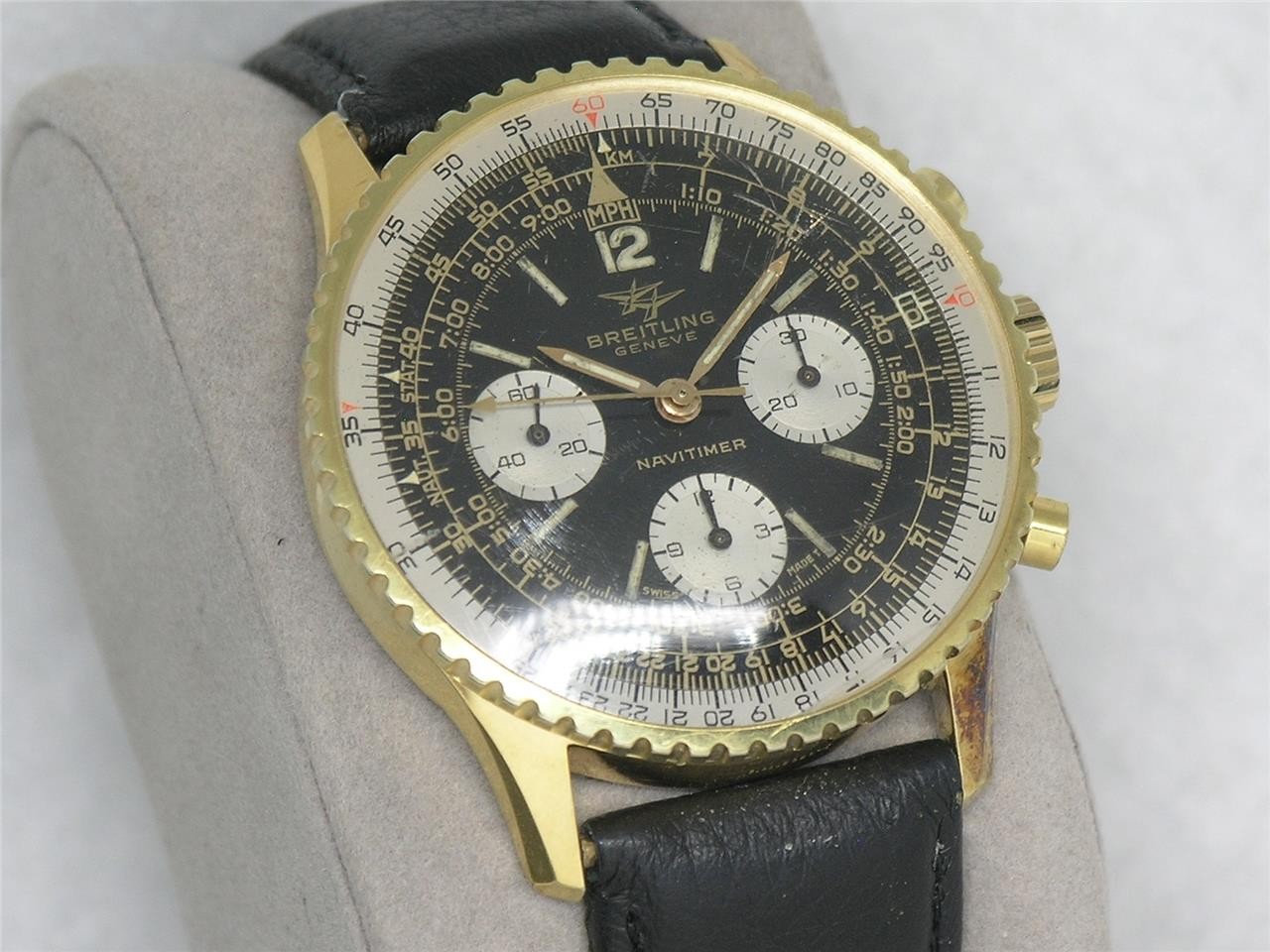 VINTAGE 1967 MENS 40MM BREITLING NAVITIMER 806 GOLD PLATE CHRONOGRAPH, RUNNING