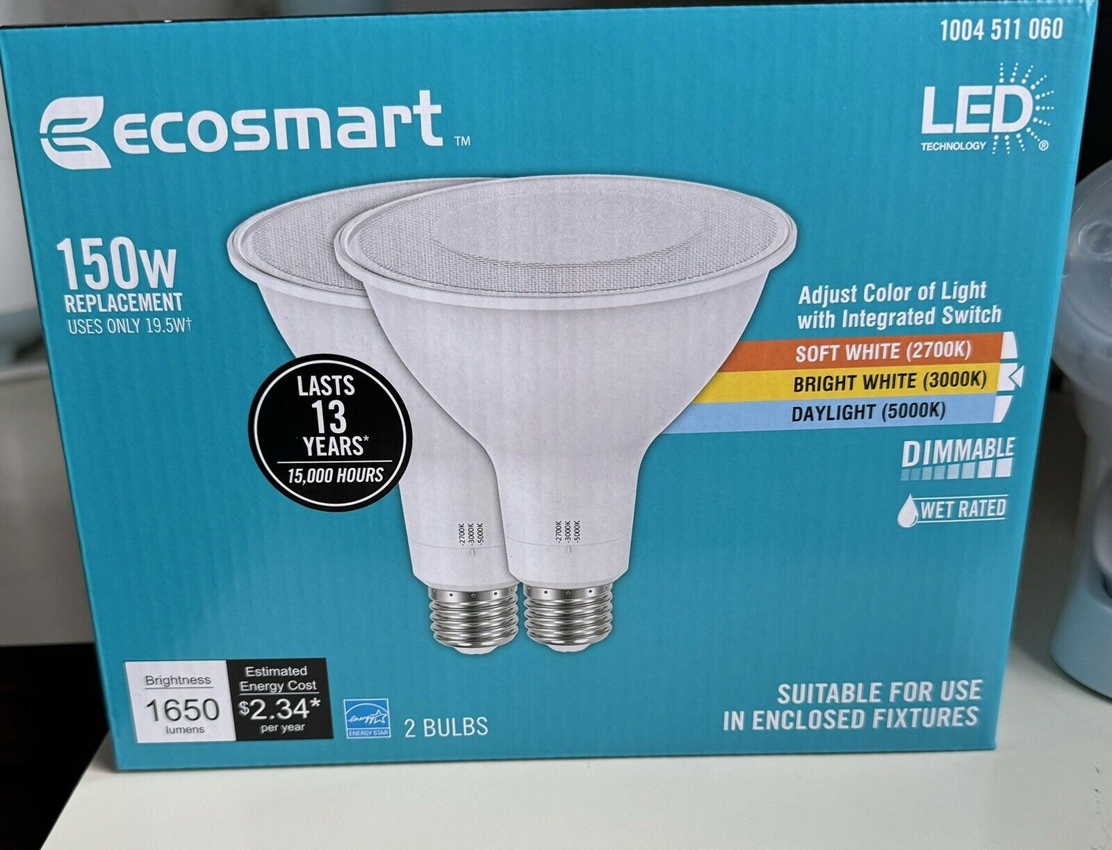 EcoSmart 150 Watt Equivalent PAR38 Dimmable Flood LED Light, 2 Pack
