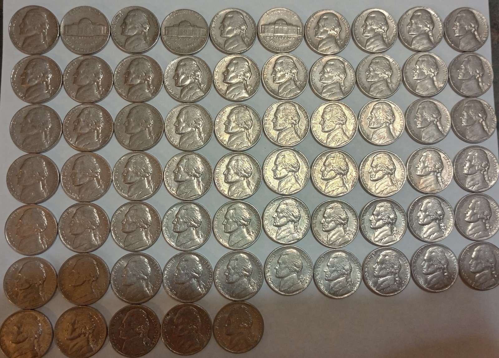 1962 - 1995 P, D ,S Jefferson Nickel Business Strike 65 Coin Set Circulated Cond 1962 - 1995 P, D ,S Jefferson Nickel Business Strike 65 Coin Set Circulated Cond