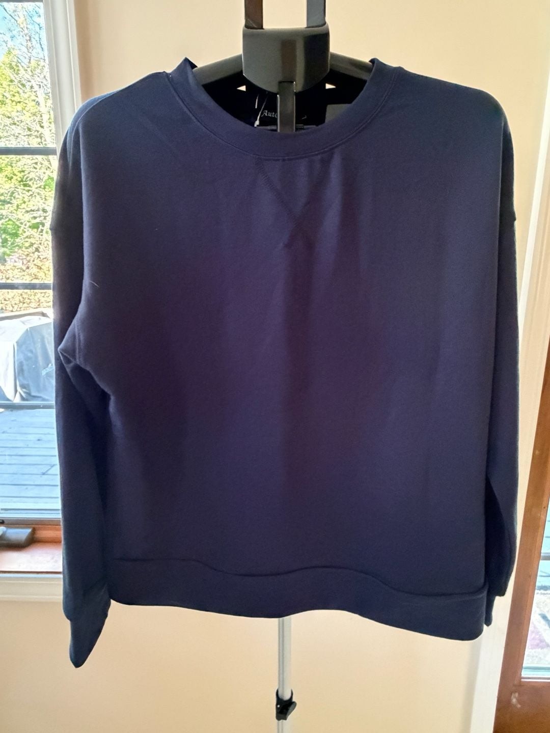 Automet Women\'s Crewneck Pullover Sweatshirt Navy Blue Size Large
