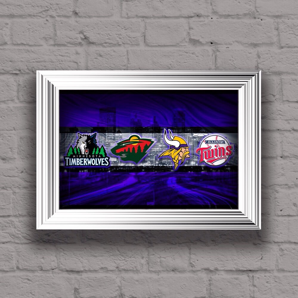 MINNESOTA  Sports Poster Minnesota Vikings Twins Twolves Wild 16x20in 