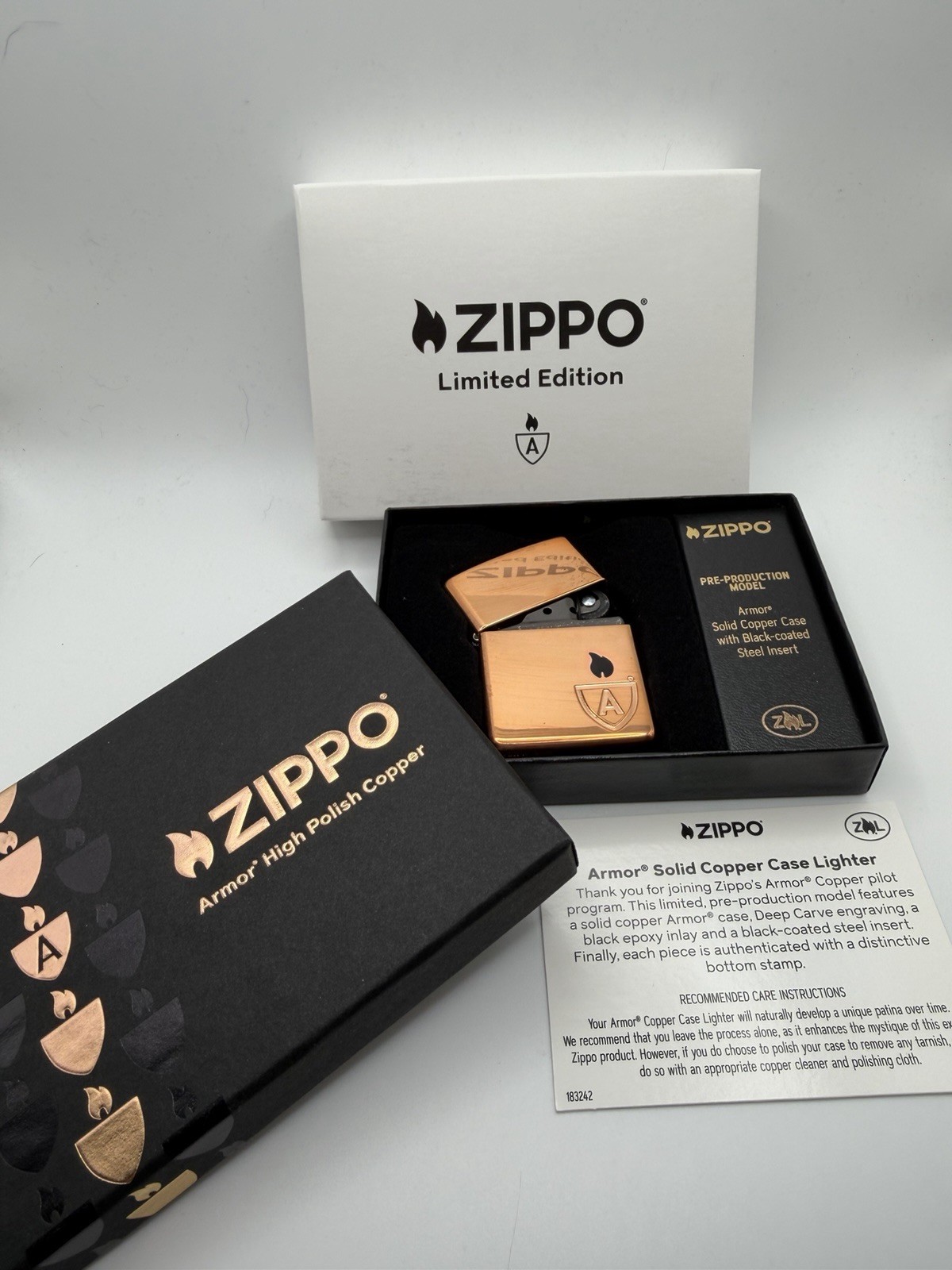 2023 Limited Solid Copper Armor W/ Epoxy Inlay Zippo Lighter New 46171