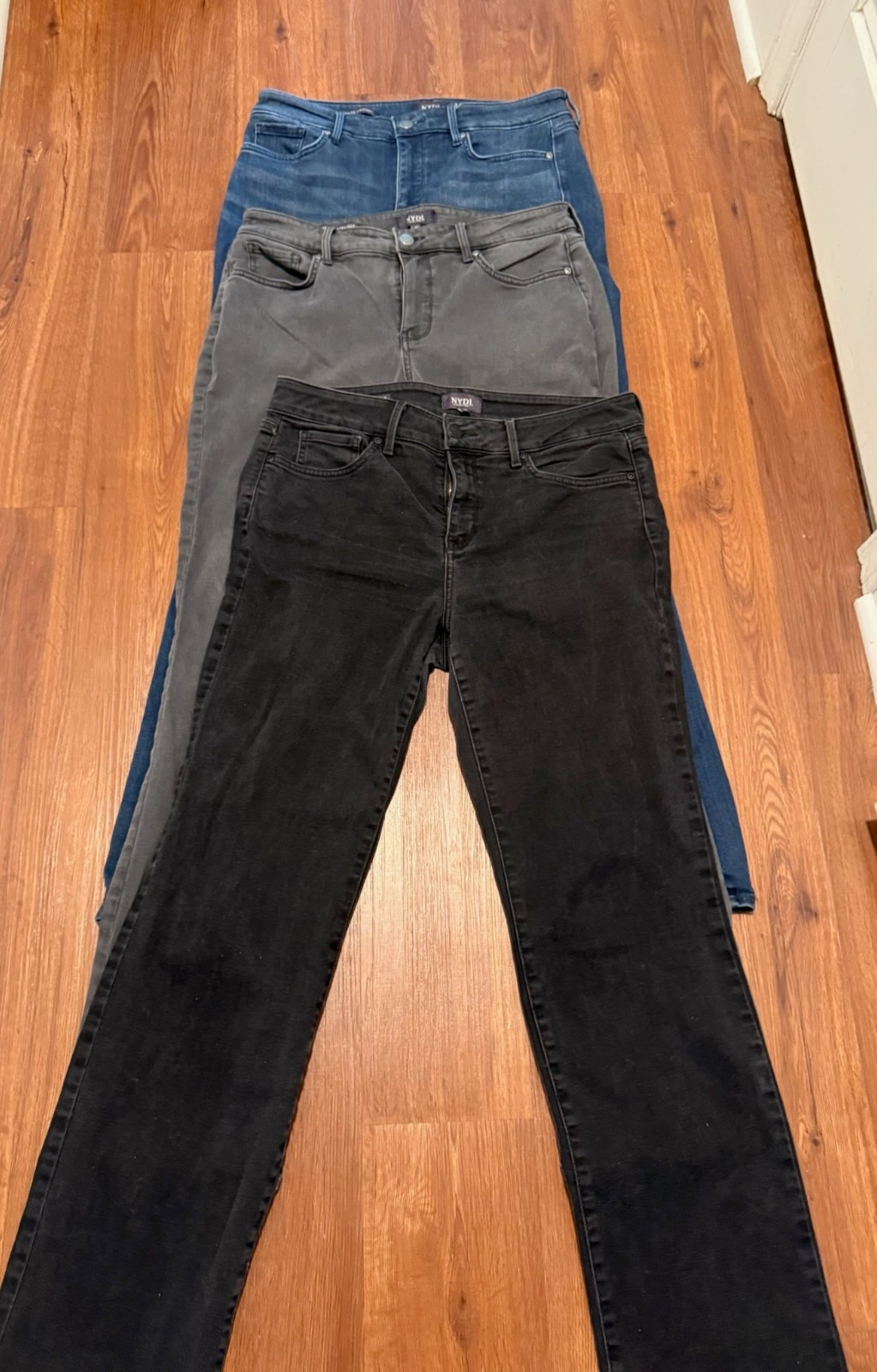 NYDJ Marilyn Straight Jeans Women’s Size 10 Lot of 3 Black Blue Gray NYDJ Marilyn Straight Jeans Women’s Size 10 Lot of 3 Black Blue Gray