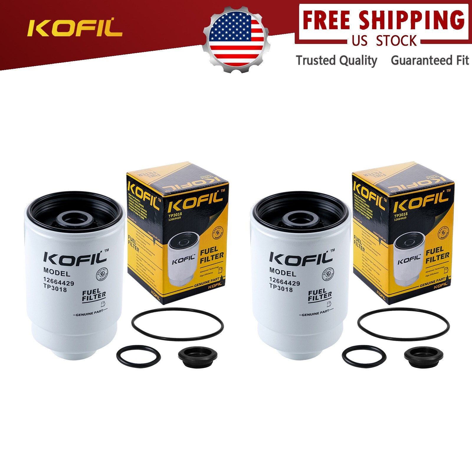 2Filter Diesel Fuel Filter For AC DELCO TP3018 TP3012 12664429 12633243