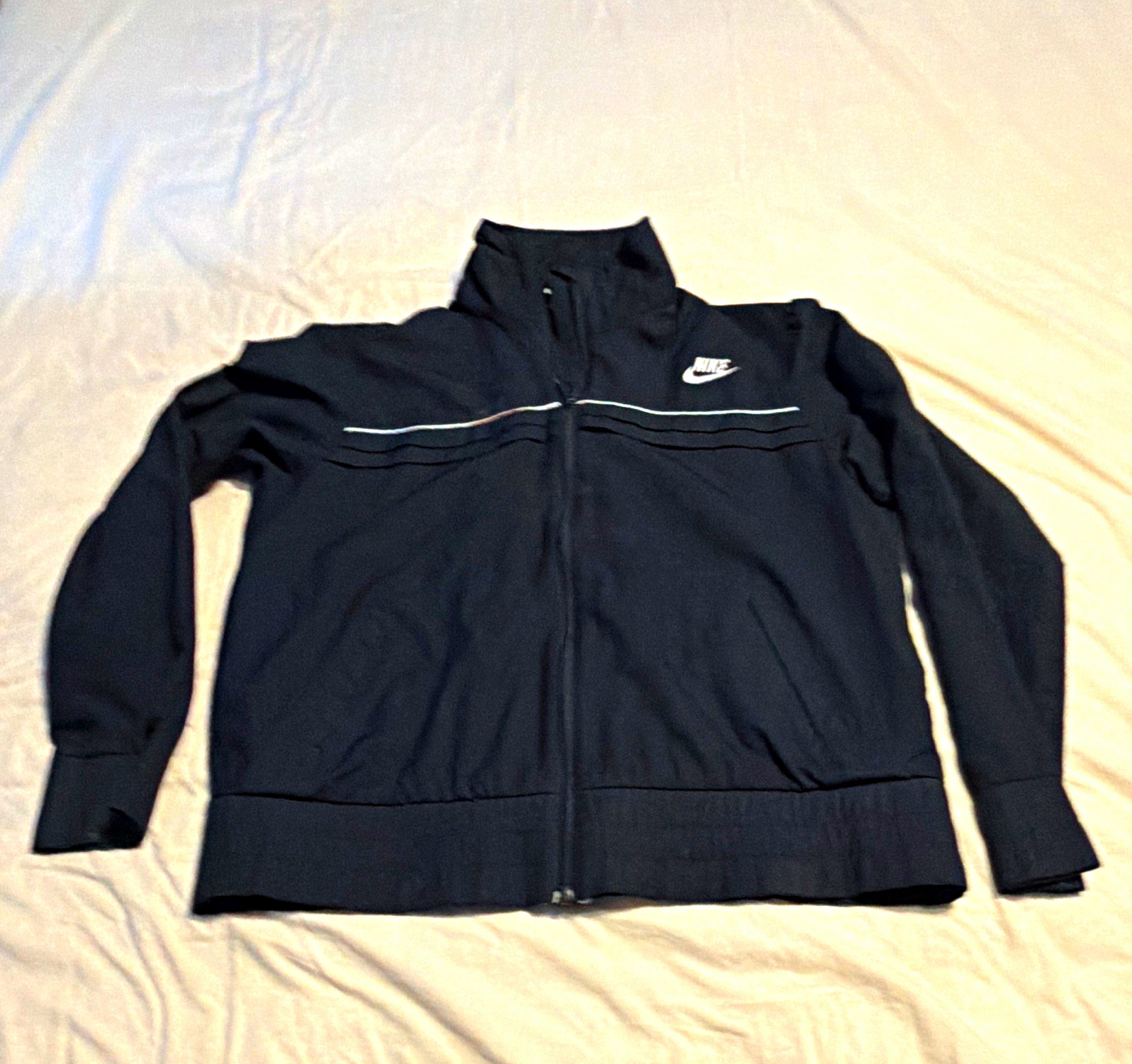 Nike Sportswear Men\'s Black Full-Zip Track Jacket w/ Pockets Size L Nike Sportswear Men\'s Black Full-Zip Track Jacket w/ Pockets Size L